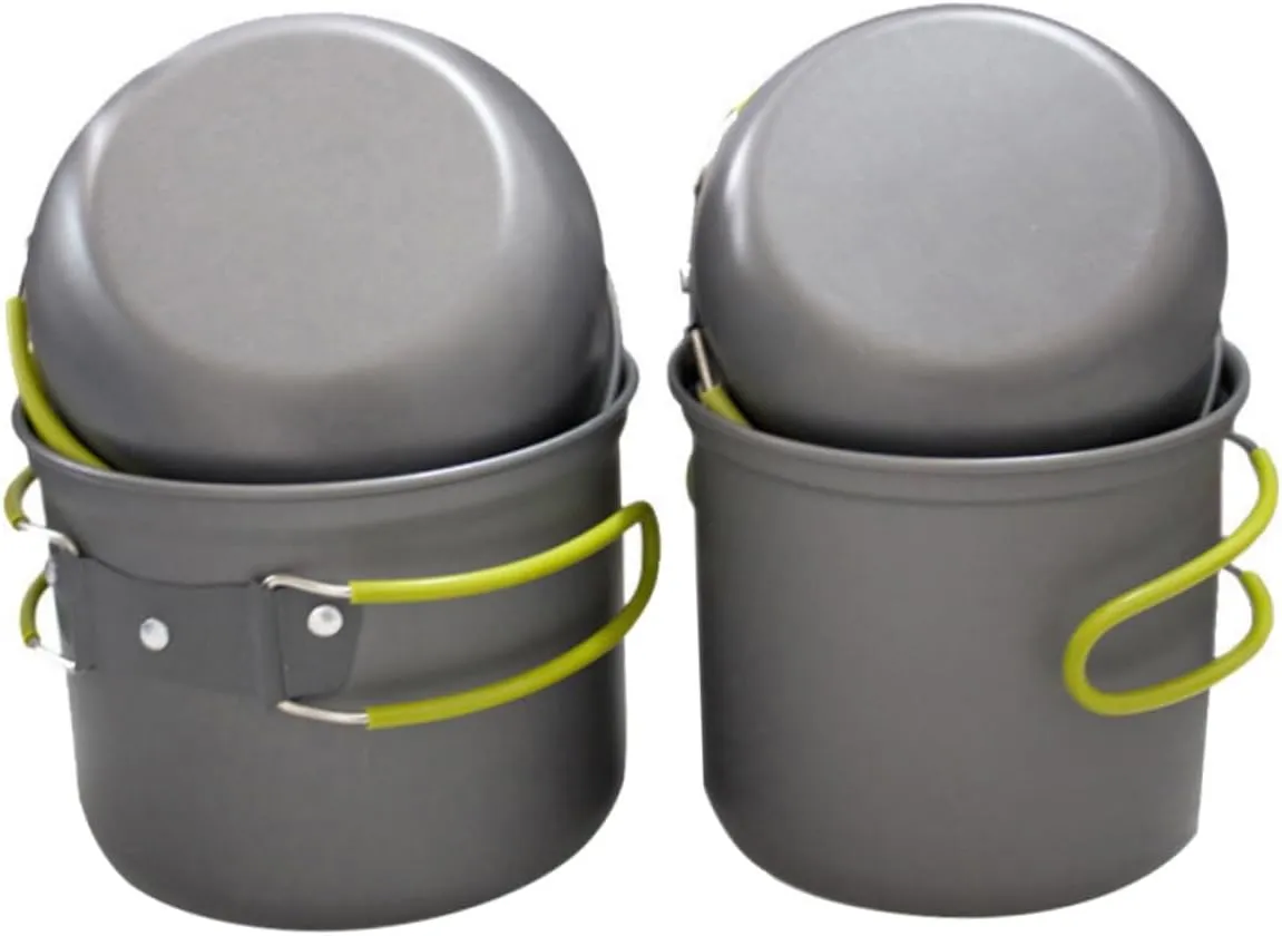 Yardwe 1set Camping Cookware Portable Outdoor Cooking Pot Multi-Purpose Lid for People Durable Insulation for Hiking Picnic BBQ and Camping Activities