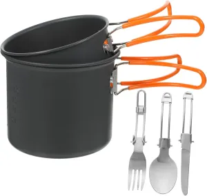 Yardwe 1set Portable Camping Cookware Set Person Picnic Pots Utensils Kit for Outdoor Cooking Hiking and Backpacking Lightweight Easy to Clean