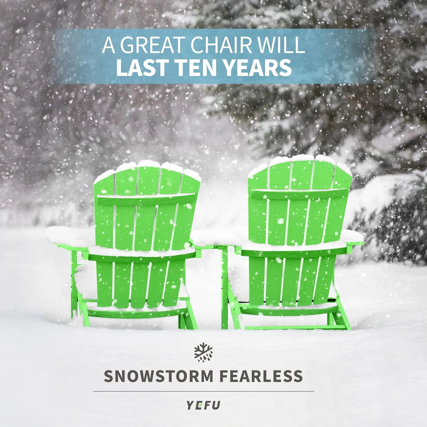 YEFU Adirondack Chair Plastic Weather Resistant, Patio Chairs 5 Steps Easy Installation, Looks Exactly Like Real Wood, Widely Used in Outdoor, Fire Pit, Deck, Outside, Campfire Chairs (Lime)