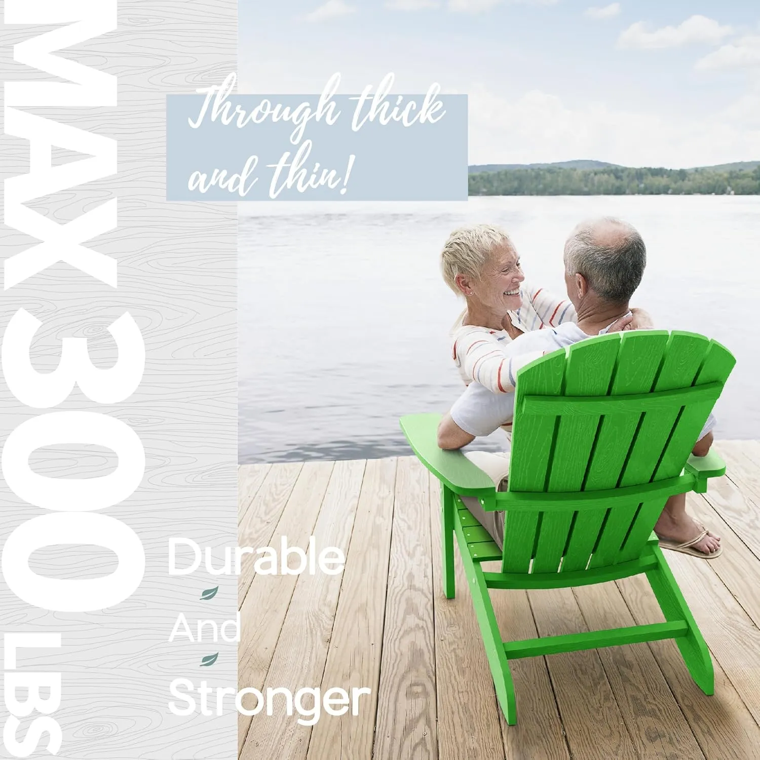 YEFU Adirondack Chair Plastic Weather Resistant, Patio Chairs 5 Steps Easy Installation, Looks Exactly Like Real Wood, Widely Used in Outdoor, Fire Pit, Deck, Outside, Campfire Chairs (Lime)