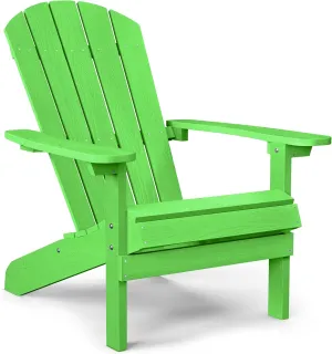 YEFU Adirondack Chair Plastic Weather Resistant, Patio Chairs 5 Steps Easy Installation, Looks Exactly Like Real Wood, Widely Used in Outdoor, Fire Pit, Deck, Outside, Campfire Chairs (Lime)