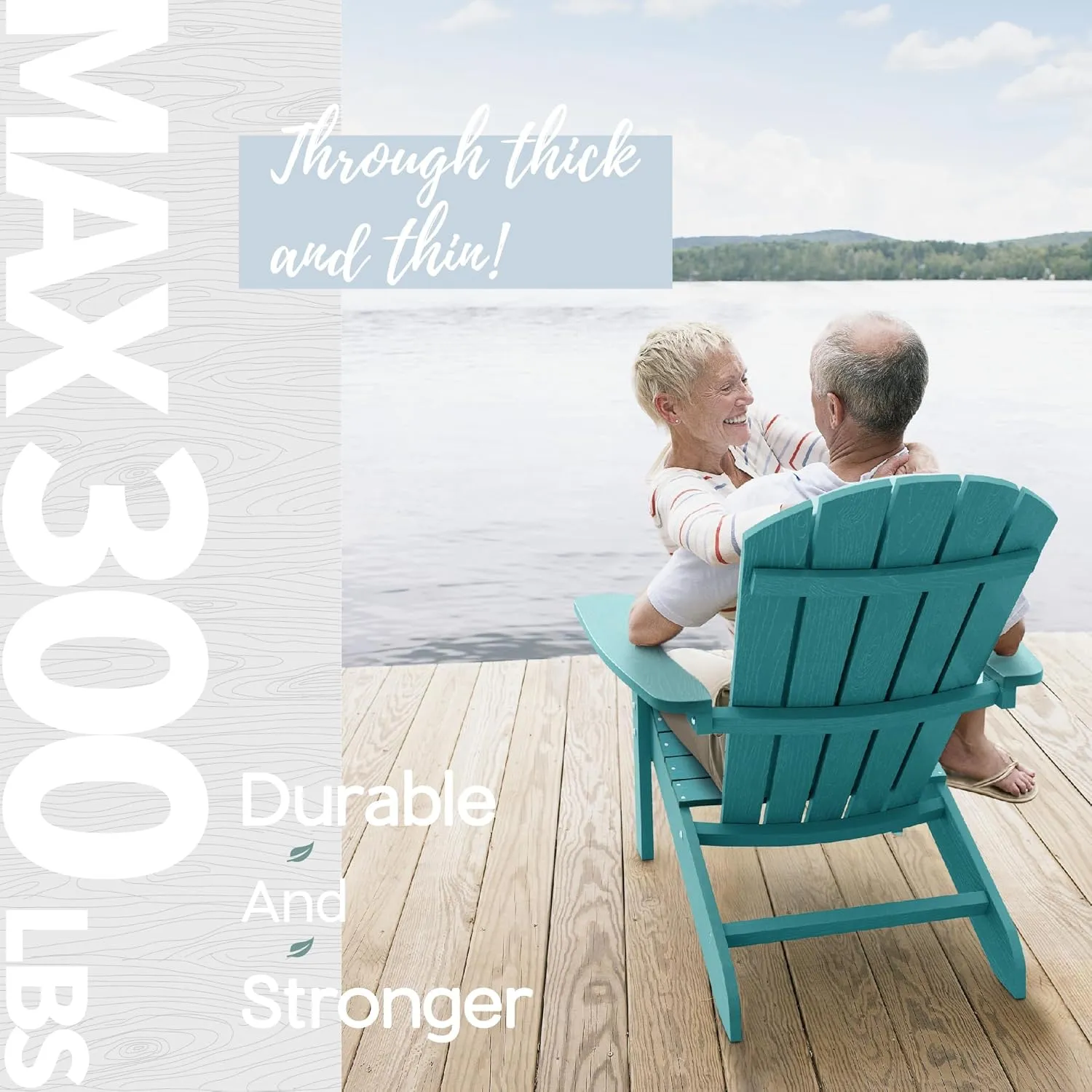 YEFU Adirondack Chair Plastic Weather Resistant, Patio Chairs 5 Steps Easy Installation, Looks Exactly Like Real Wood, Widely Used in Outdoor, Fire Pit, Deck, Outside, Garden, Campfire Chairs (Aruba)