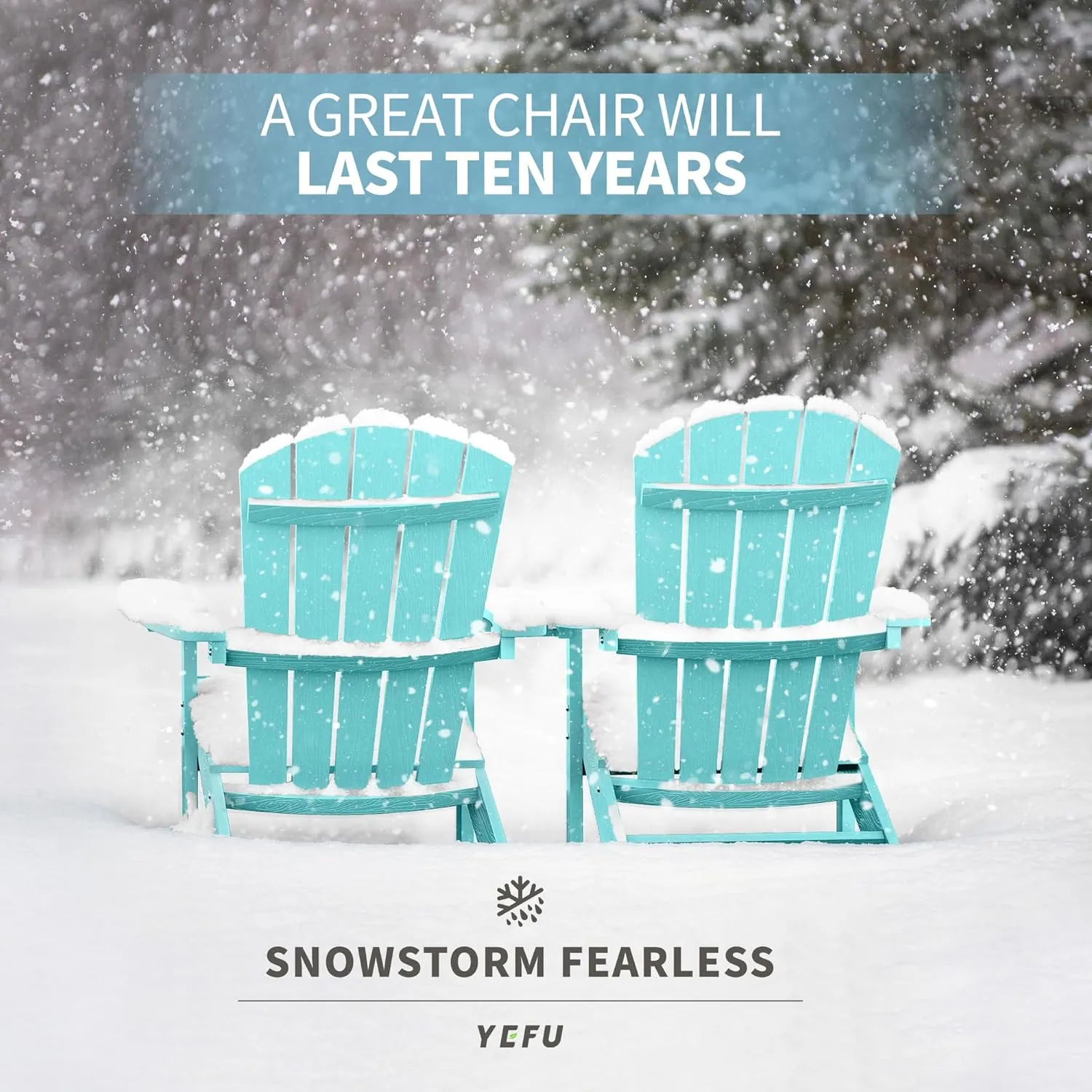 YEFU Adirondack Chair Plastic Weather Resistant, Patio Chairs 5 Steps Easy Installation, Looks Exactly Like Real Wood, Widely Used in Outdoor, Fire Pit, Deck, Outside, Garden, Campfire Chairs (Aruba)