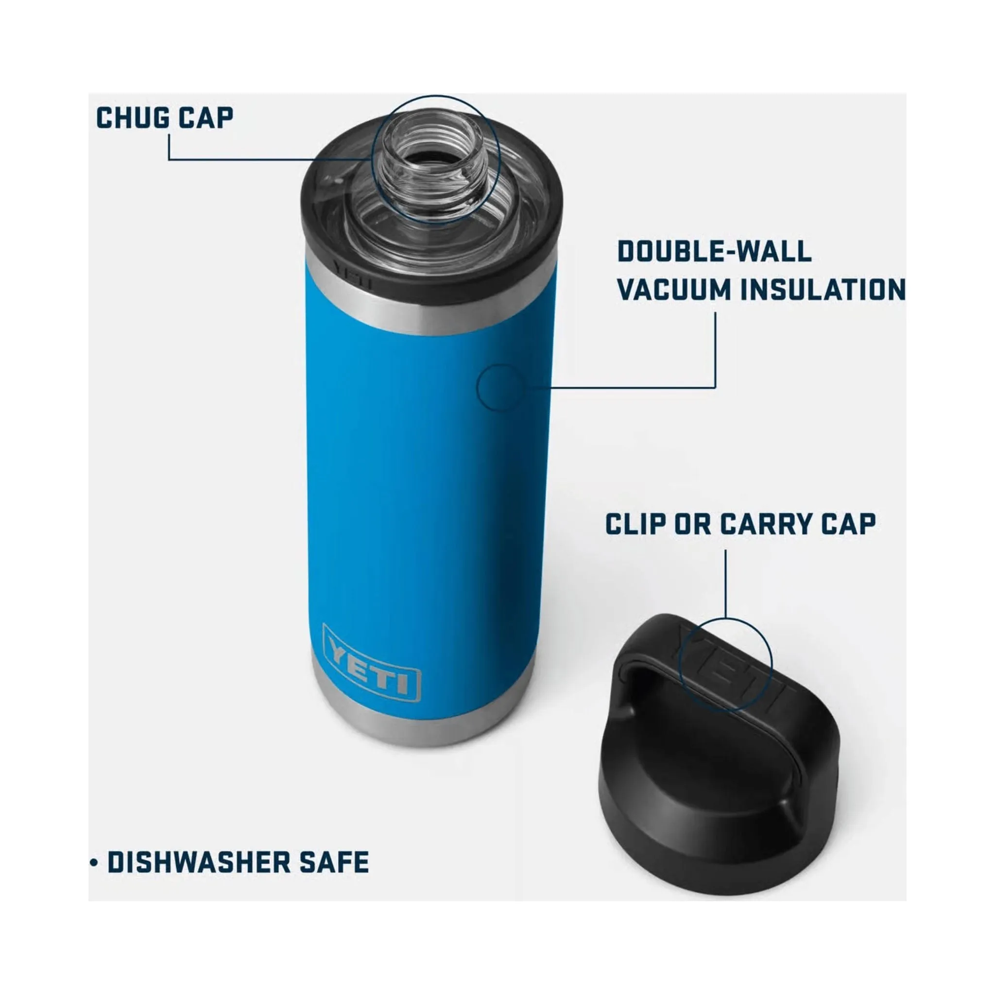 YETI Rambler 18oz Water Bottle With Chug Cap - Big Wave Blue