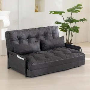 YOSHOOT Adjustable Lazy Floor Sofa, Folding Couch Bed with 5 Positions Adjustable Backrest, Convertible Bean Bag Sofa Bed Couch Foldable Sleeper Chair with Pillow for Reading Gaming（Grey, Full）