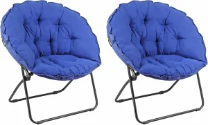 Zenithen Round Foldable Padded Dish/Saucer Chair for Dorm, Bedroom, 32", Blue (2)