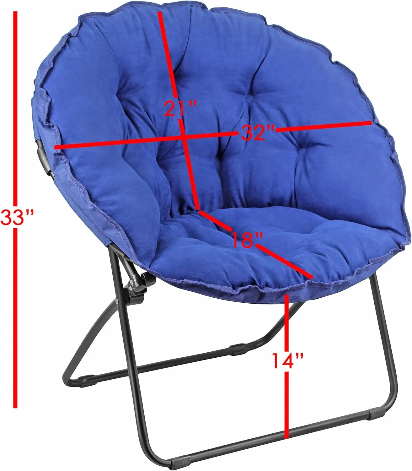 Zenithen Round Foldable Padded Dish/Saucer Chair for Dorm, Bedroom, 32", Blue (2)