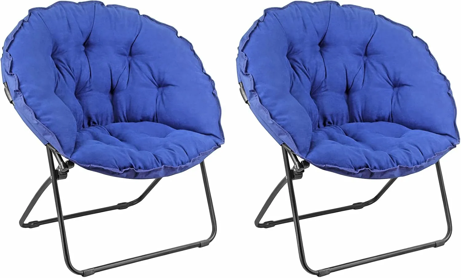 Zenithen Round Foldable Padded Dish/Saucer Chair for Dorm, Bedroom, 32", Blue (2)