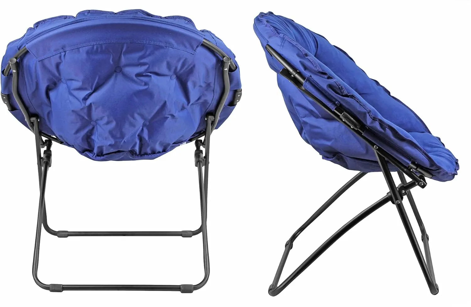 Zenithen Round Foldable Padded Dish/Saucer Chair for Dorm, Bedroom, 32", Blue (2)