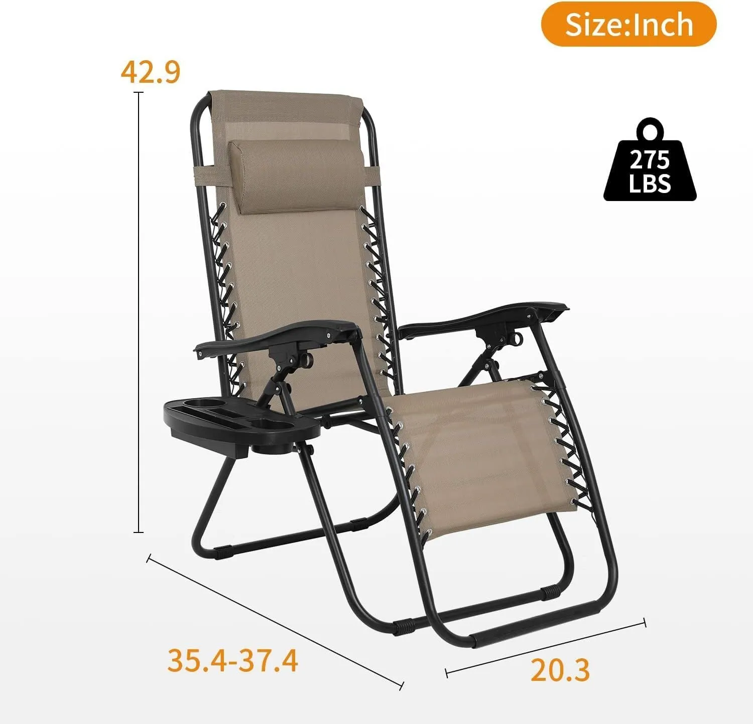 Zero Gravity Chair, Zero Gravity Lounge Chair, 1 Pack Folding Lawn Chair (Tan)
