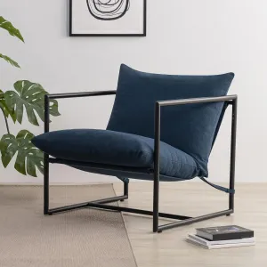 ZINUS Aidan Sling Accent Chair, Metal Framed Armchair with Shredded Foam Cushioning, Navy