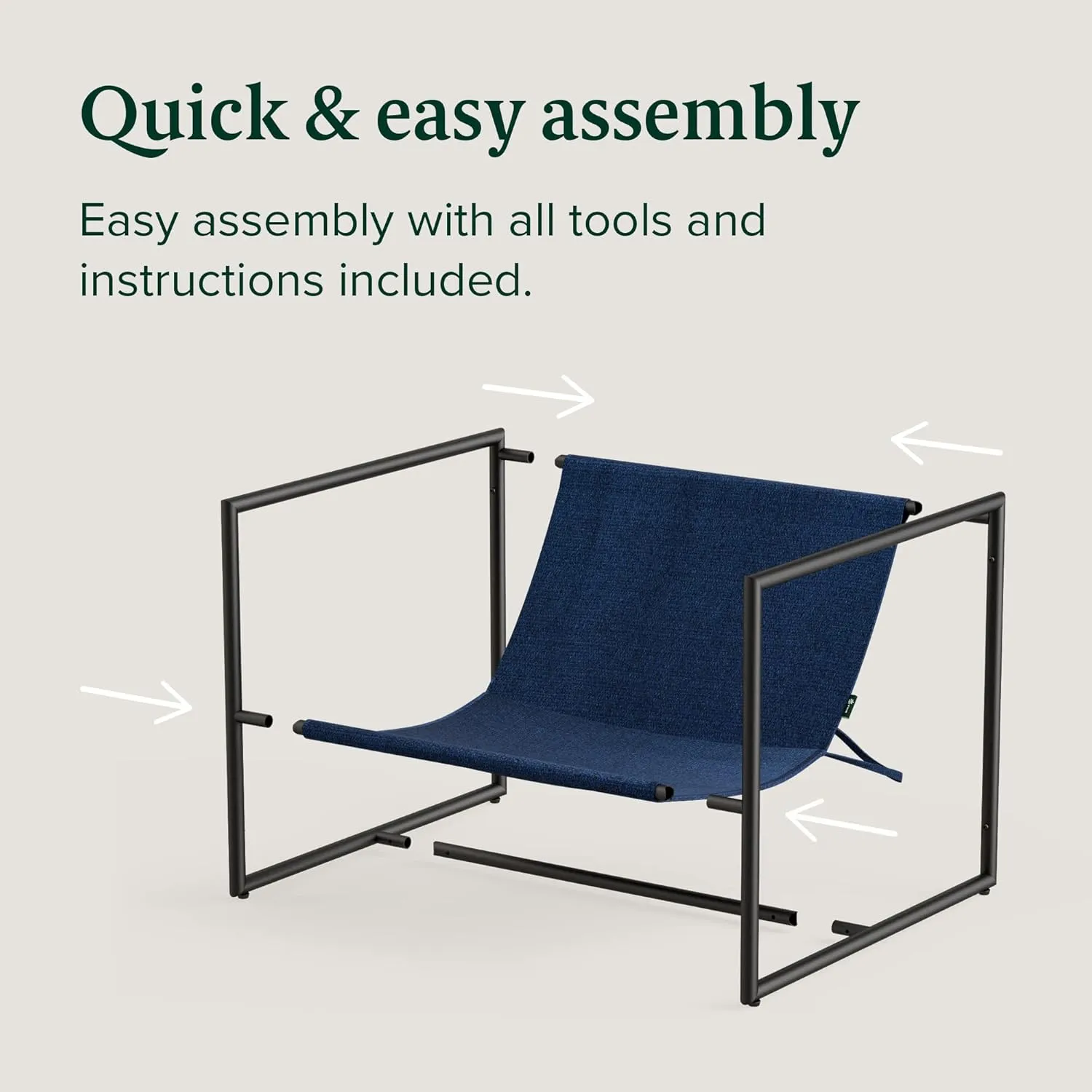 ZINUS Aidan Sling Accent Chair, Metal Framed Armchair with Shredded Foam Cushioning, Navy