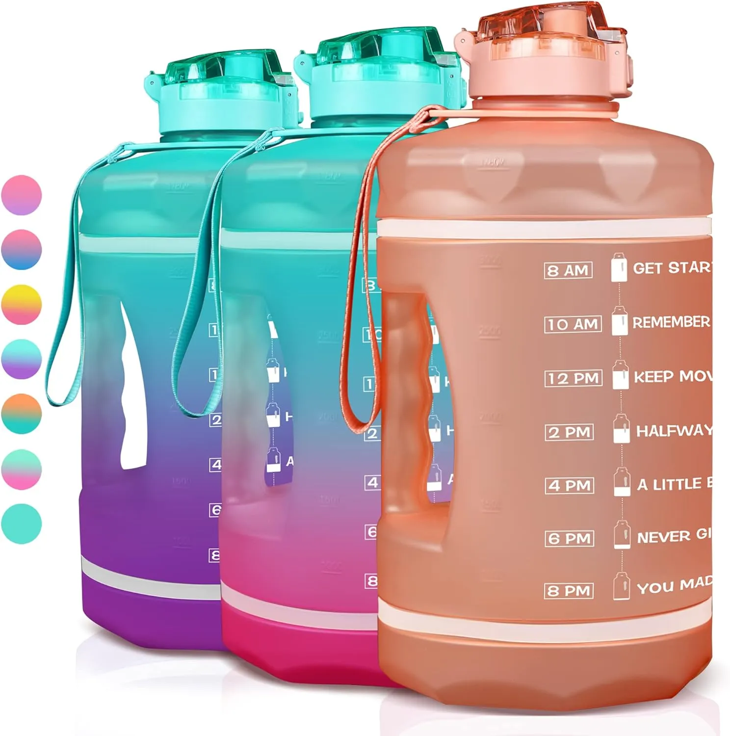 ZOMAKE Gallon Water Bottle with Straw & Time Marker - 64/128 oz Motivational Water Jug BPA Free Leakproof Large Water Bottle Ensure You Drink Enough Water Daily