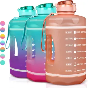ZOMAKE Gallon Water Bottle with Straw & Time Marker - 64/128 oz Motivational Water Jug BPA Free Leakproof Large Water Bottle Ensure You Drink Enough Water Daily