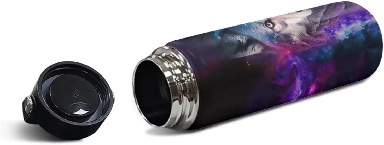 ZOUTAIRONG Galaxy Wolf Sports Water Bottle 20 oz Insulated Water Bottle Leak Proof Stainless Steel Gym Bottle Sports Water Cup for Women Thermal Water Bottles for Men