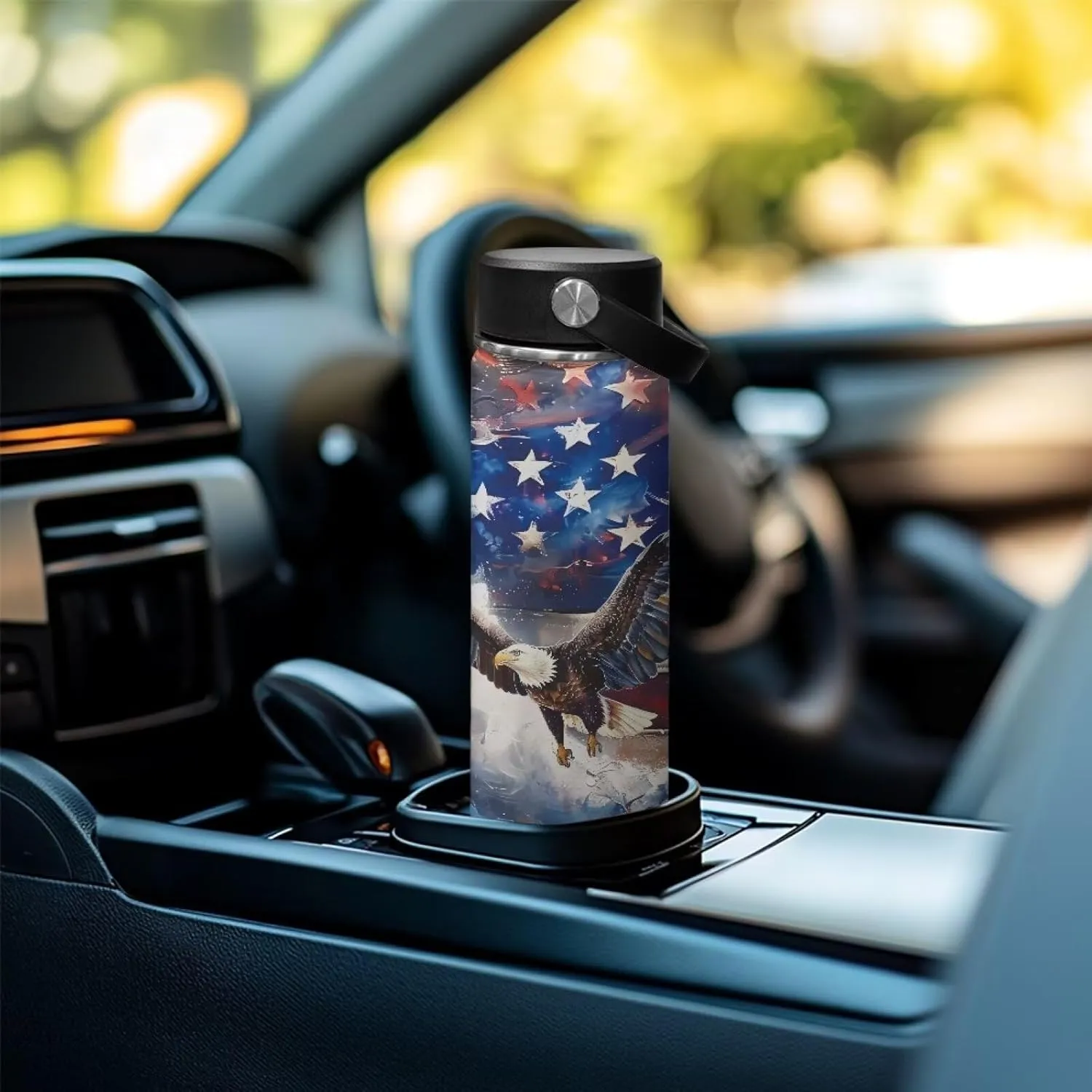 ZOUTAIRONG Insulated Water Bottles with Handle 4th of July Kids Stainless Steel Metal Water Bottle, Cold & Hot Water Bottle 18 oz, Leak Proof Travel Cup