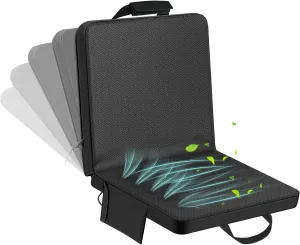 Zubebe 1 Pack Cooling Stadium Seats Camping Chair with Fan and USB 3 Level Adjustable, Cooling Seat for Bleachers with Back Support Foldable for Summer Outdoor Sport Event Camp Beach Fishing Portable
