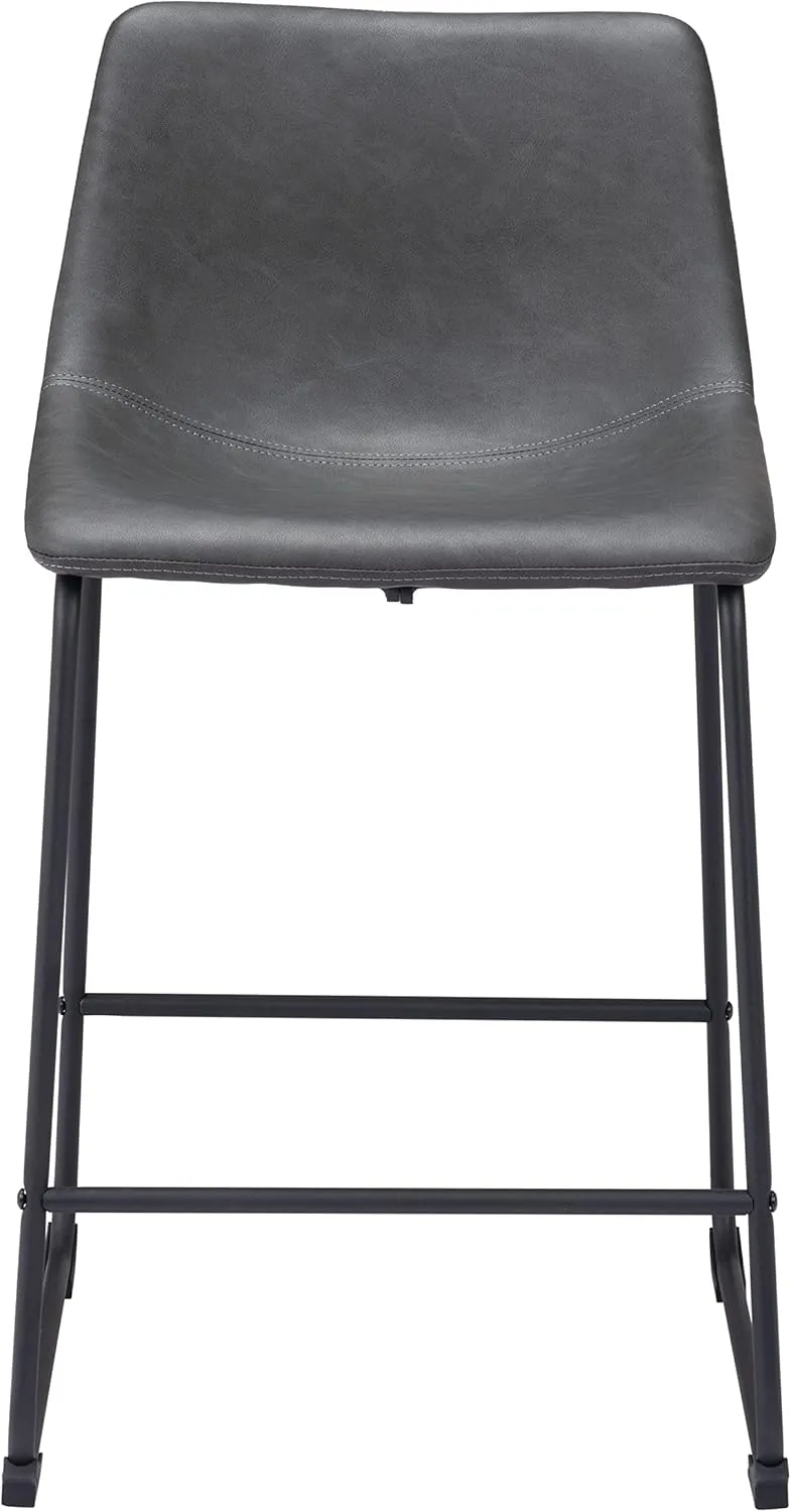 Zuo Modern Counter Chair Set, Charcoal, Black