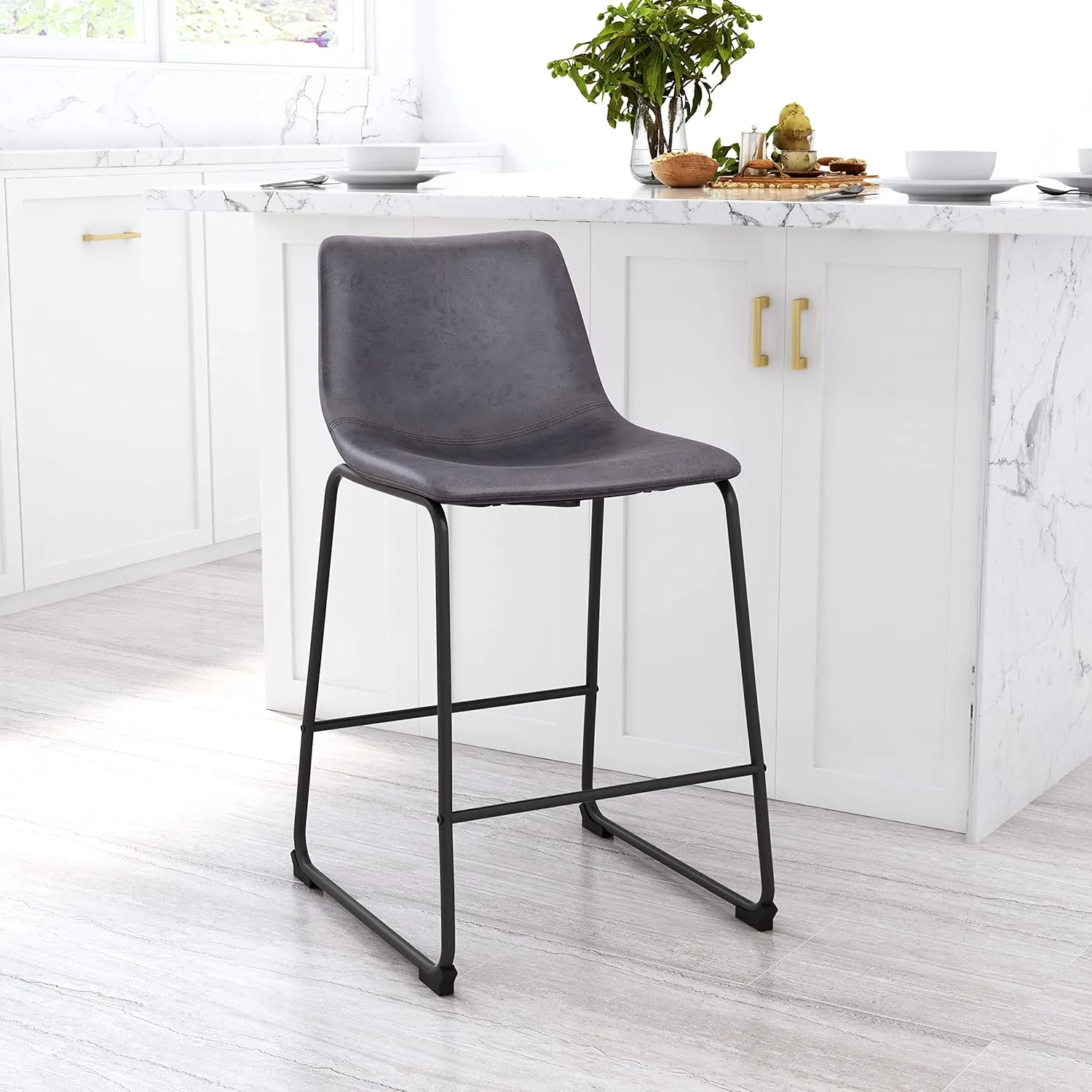 Zuo Modern Counter Chair Set, Charcoal, Black