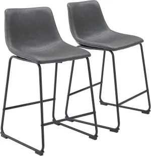 Zuo Modern Counter Chair Set, Charcoal, Black