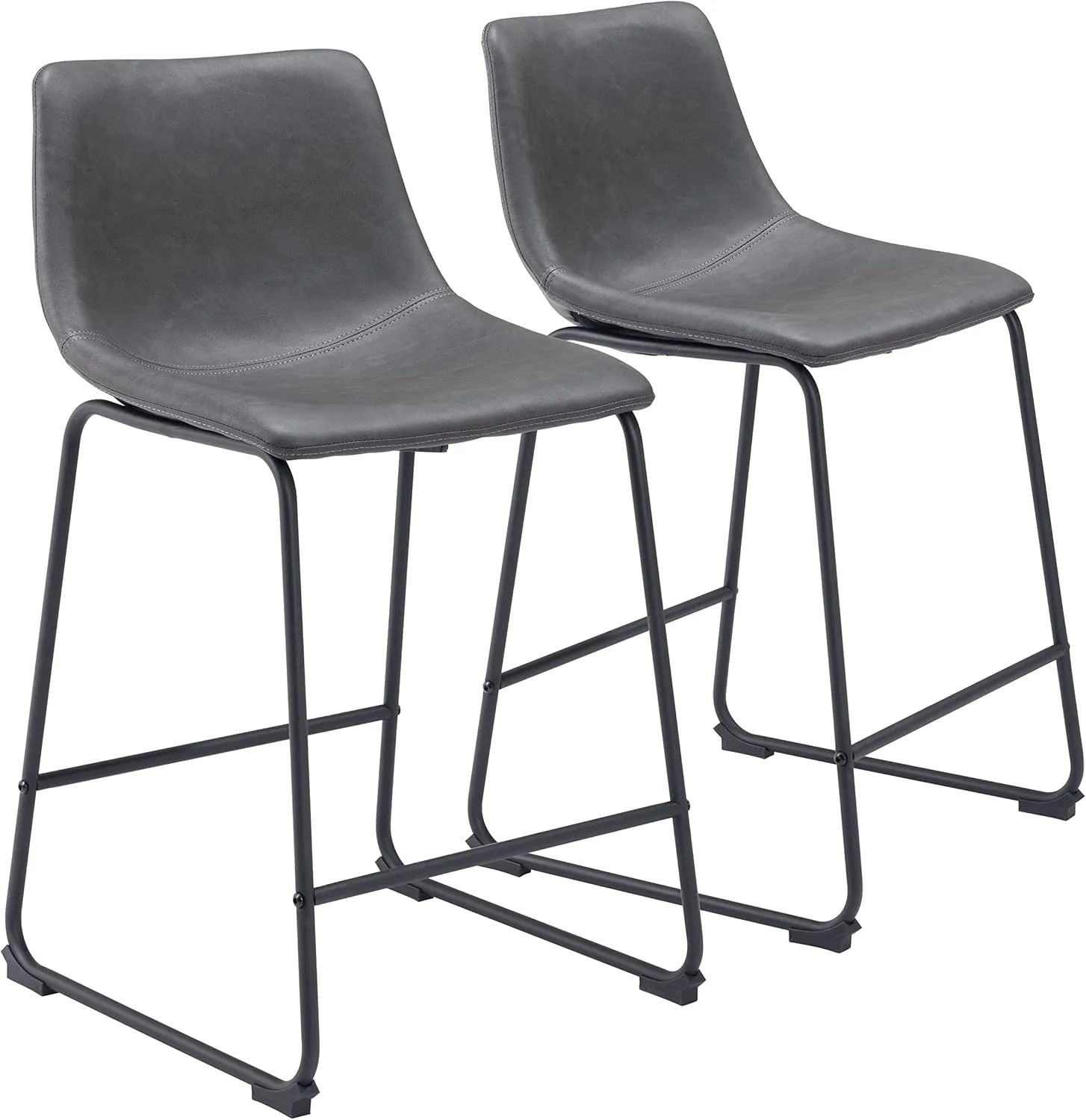 Zuo Modern Counter Chair Set, Charcoal, Black