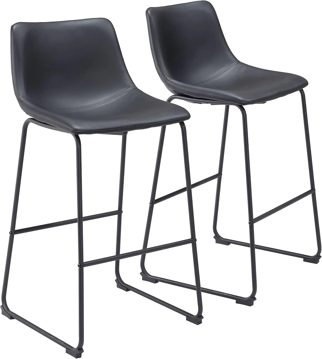 Zuo Modern - Smart Bar Chair (Set of 2) Black - Industrial - Bar - Seating - Seat - 330 lbs. weight capacity - Steel - Plywood - Foam - 100% Polyurethane - Plywood wood - Powder Coated - Indoor -Black