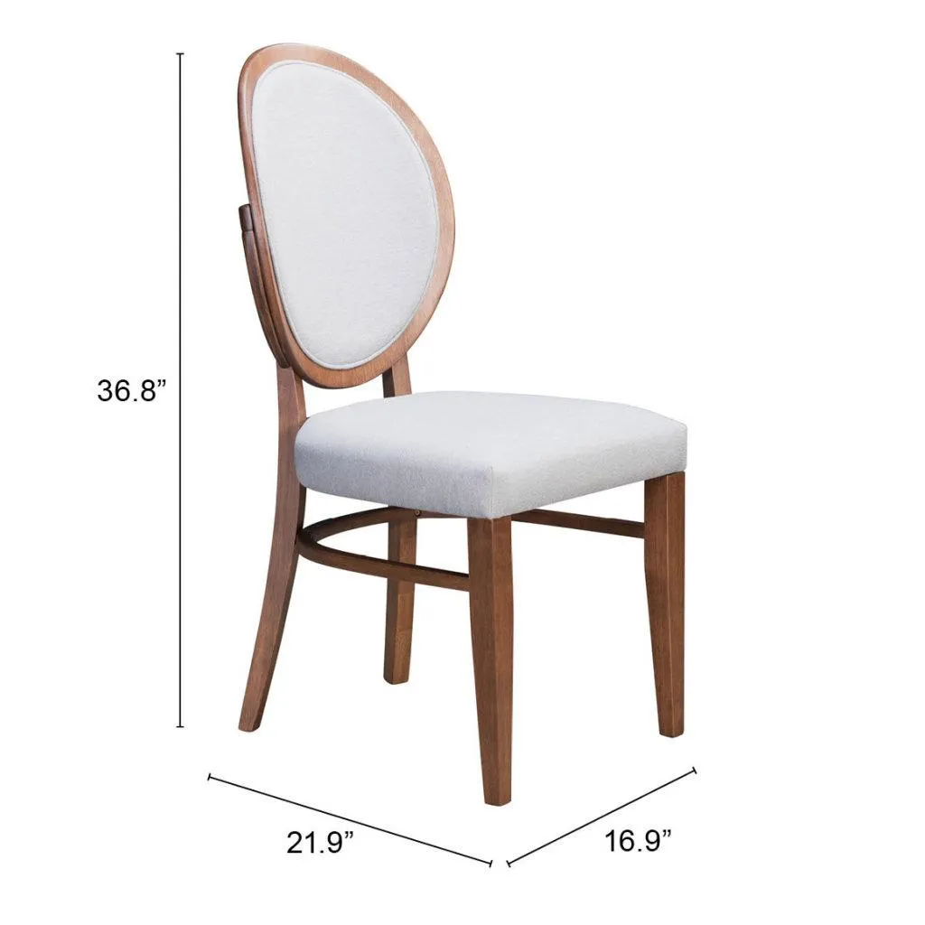 Zuo Regents Dining Chair (Set Of 2) Walnut & Light Gray