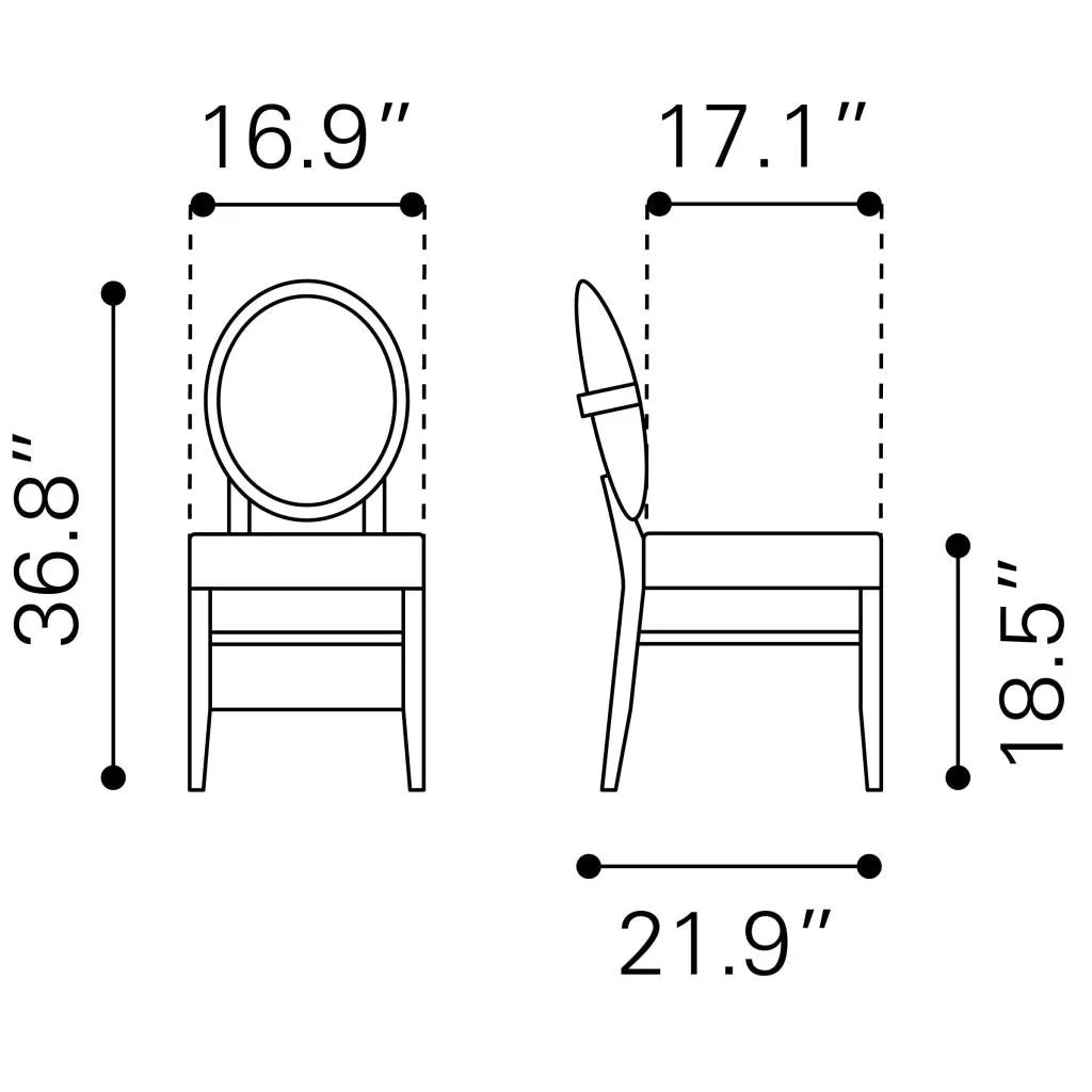 Zuo Regents Dining Chair (Set Of 2) Walnut & Light Gray