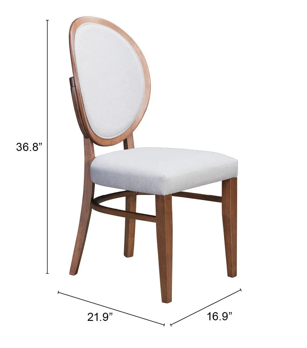 Zuo Regents Dining Chair (Set Of 2) Walnut & Light Gray