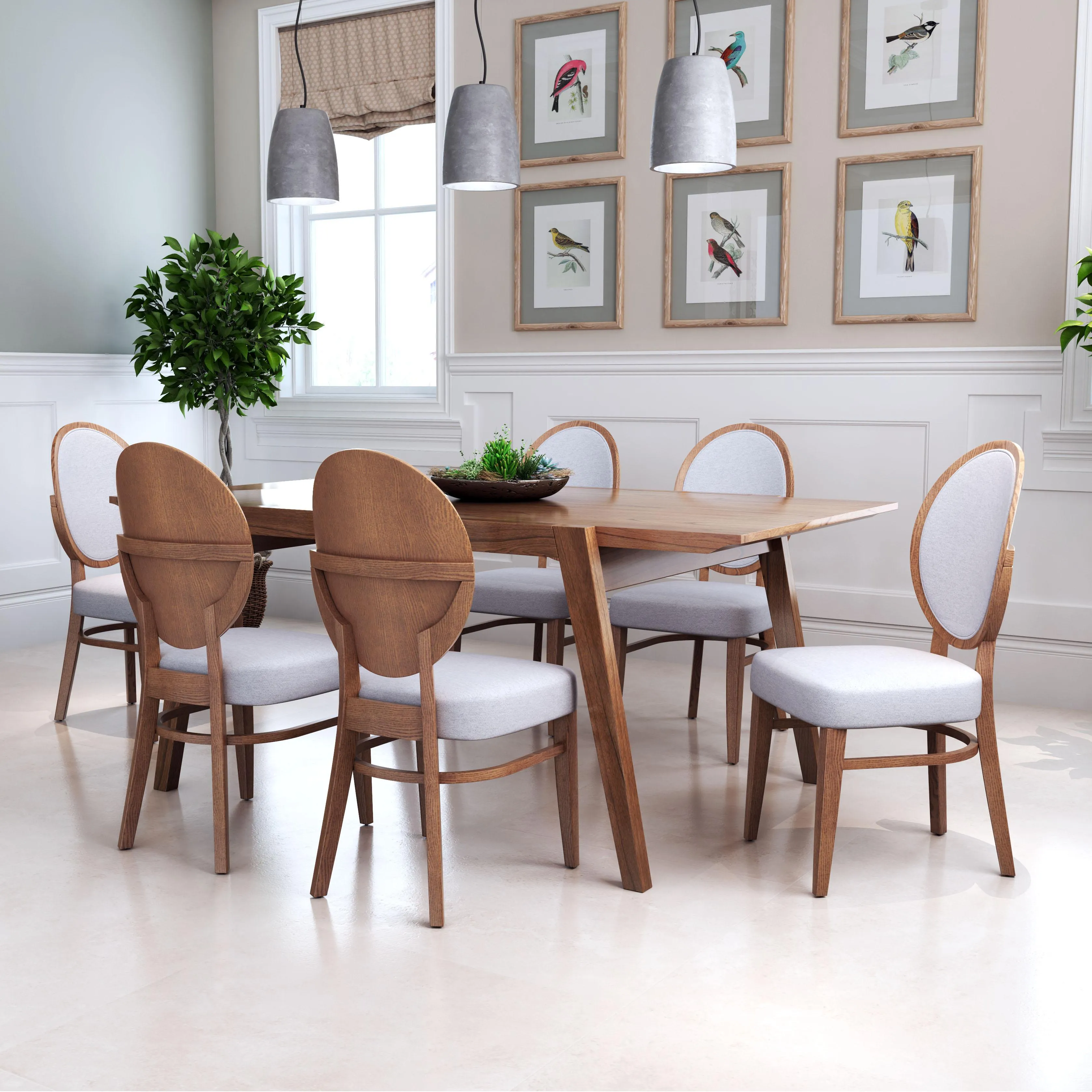 Zuo Regents Dining Chair (Set Of 2) Walnut & Light Gray